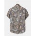 Mens Paisley Graphic Print Buttons Up Lapel Shirts