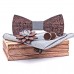 Wooden Bow Tie Set and Handkerchief Bowtie Necktie Gift for Men Wedding Party Dinner Bowtie