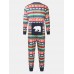 Mens Stripe   Cartoon Animal Print Round Neck Long Sleeve One Piece Jumpsuits Home Sleepwear