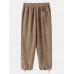 Mens Solid Corduroy Cotton Cargo Style Drawstring Cuff Pants With Pocket