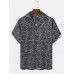 Mens Loop Overlay Print Buttons Short Sleeve Shirts