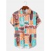 Mens Indian Ethnic Print Buttons Up Short Sleeve Shirts