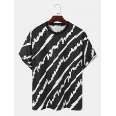 Men Brush Pattern Round Neck Short Sleeve Soft Cool Casual T  Shirts LU MINGKUN-Exclusive link