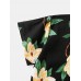 Mens Floral Print V  Neck Loose Cotton Comfy Short Loungewear With Pocket