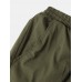 Mens Solid Applique Cotton Drawstring Cuff Cargo Pants With Multi Pockets