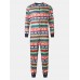 Mens Stripe   Cartoon Animal Print Round Neck Long Sleeve One Piece Jumpsuits Home Sleepwear