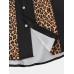 Mens Leopard Print Button Up Lapel Short Sleeve Shirts