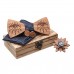 3D Wooden Tie Square Handkerchief Cufflinks Wood Bow Tie Wedding Dinner Handmade Wooden Ties Gravata set