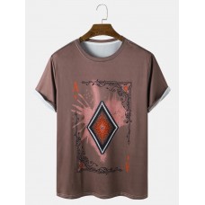 Mens Poker Element Graphic Round Neck Casual Short Sleeve T  Shirts LU MINGKUN-Exclusive link
